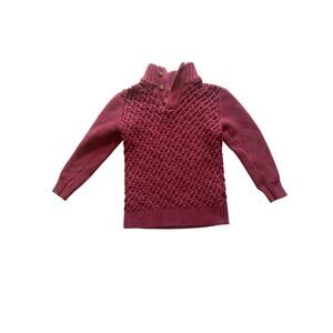 Hope & Henry XXS Boys Organic Cotton Shawl Collar Sweater Maroon Cable Knit
